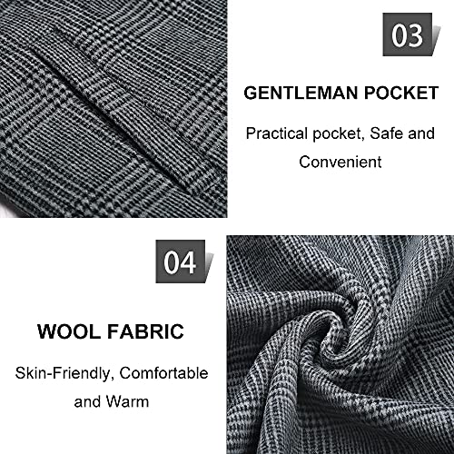 Mens Trench Coat Wool Blend Top Pea Coat Winter Long Single Breasted Classic Stylish Business Overcoat (1966) - Gray Plaid L Mens Trench Coat Wool Blend Top Pea Coat Winter Long Single Breasted Classic Stylish Business Overcoat (1966) - Gray Plaid L